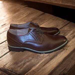Mofri Dress Shoes Formal Cap Toe Oxford Dress Shoes Brown PU Mens Size 10